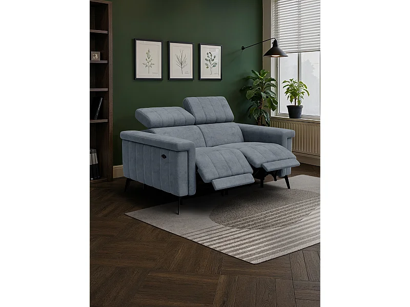 Canapé relax 2 places NORDEL, tissu gris foncé