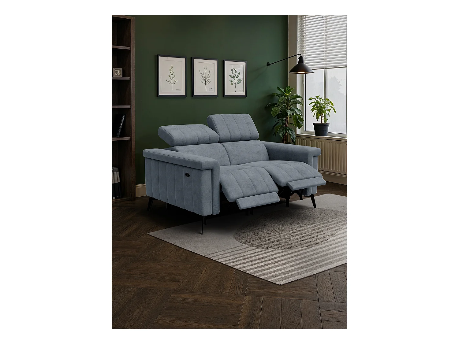 Canapé relax 2 places NORDEL, tissu gris foncé