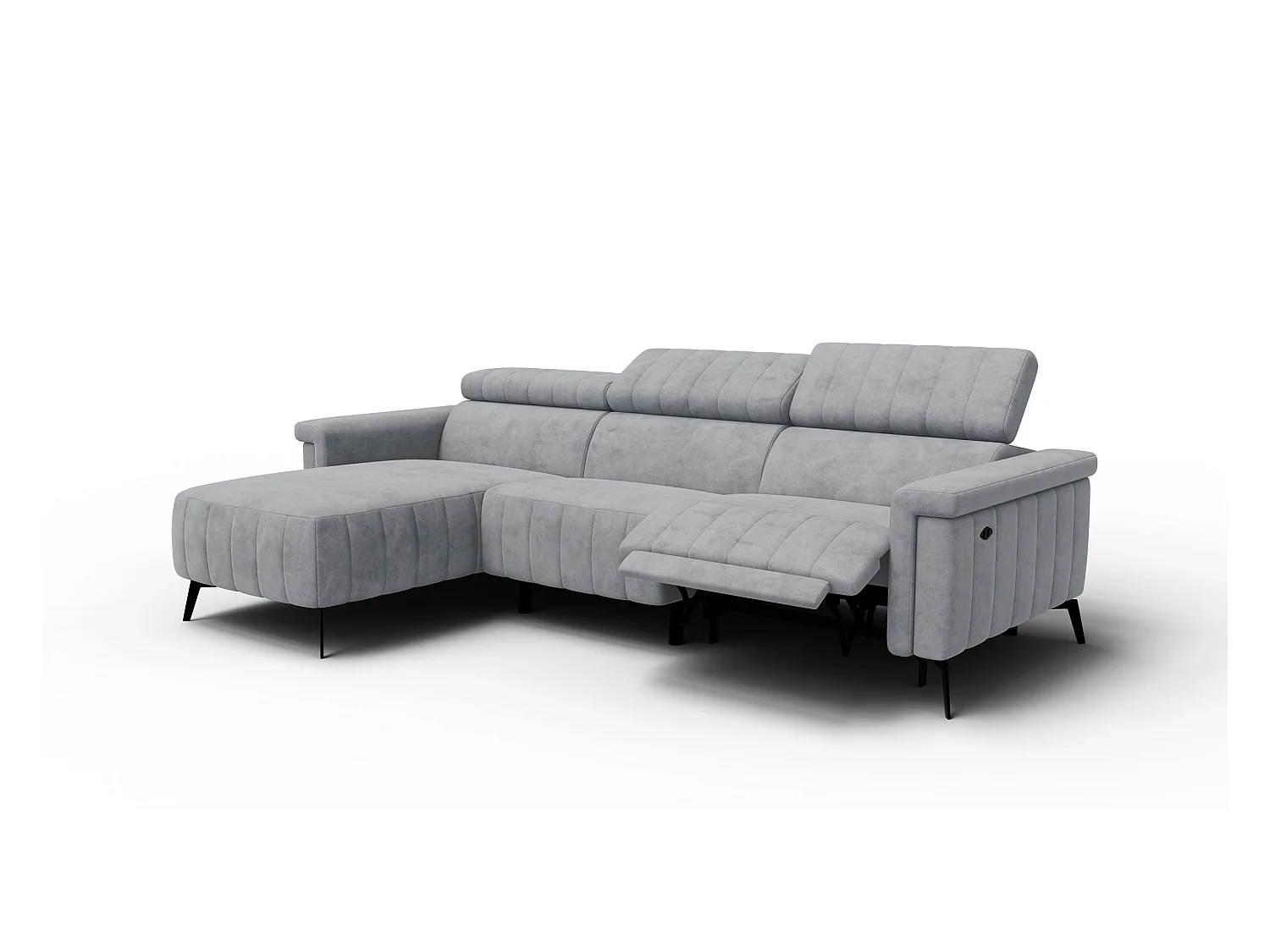 Canapé d'angle 4 places NORDEL, tissu gris