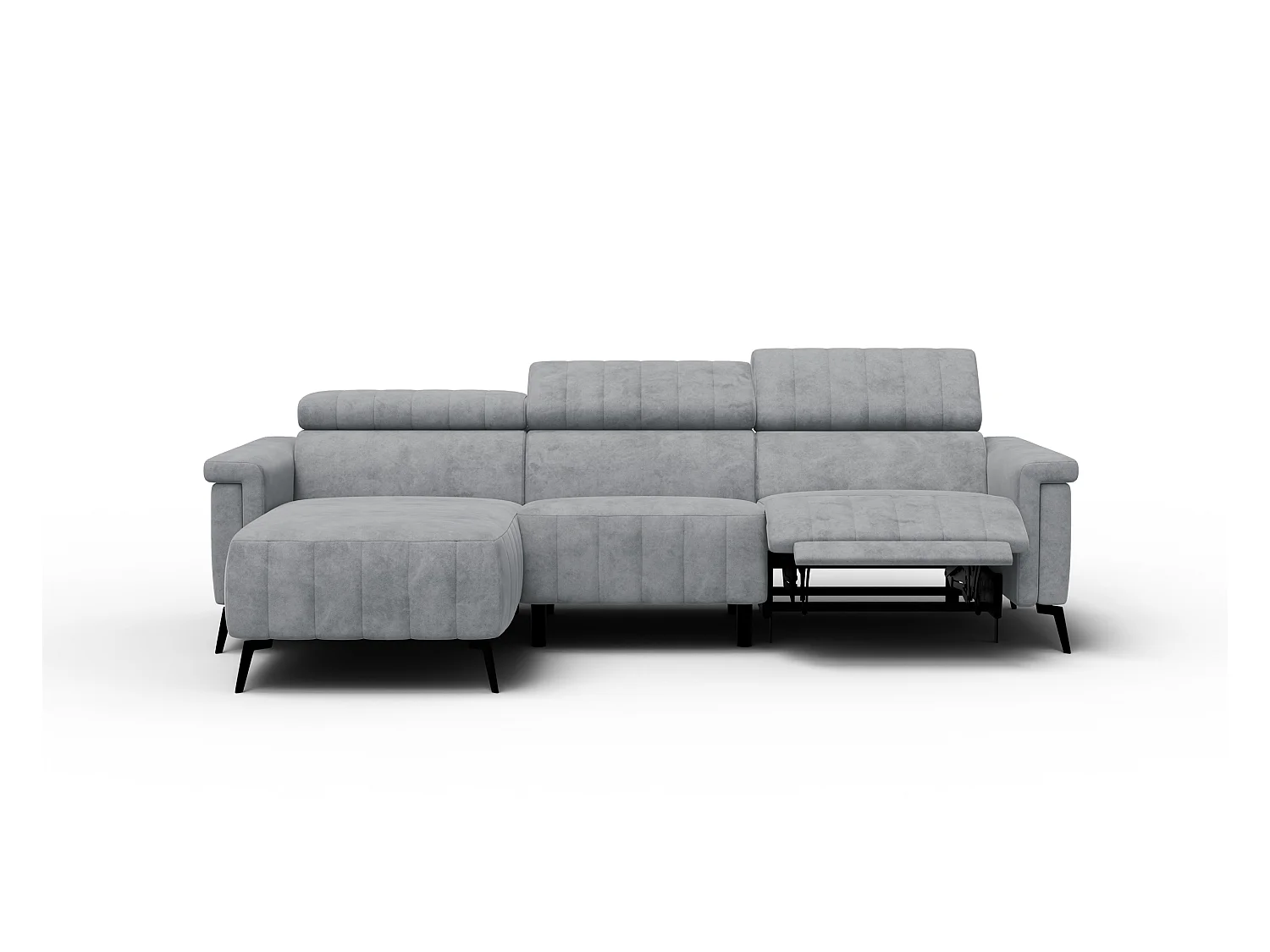 Canapé d'angle 4 places NORDEL, tissu gris