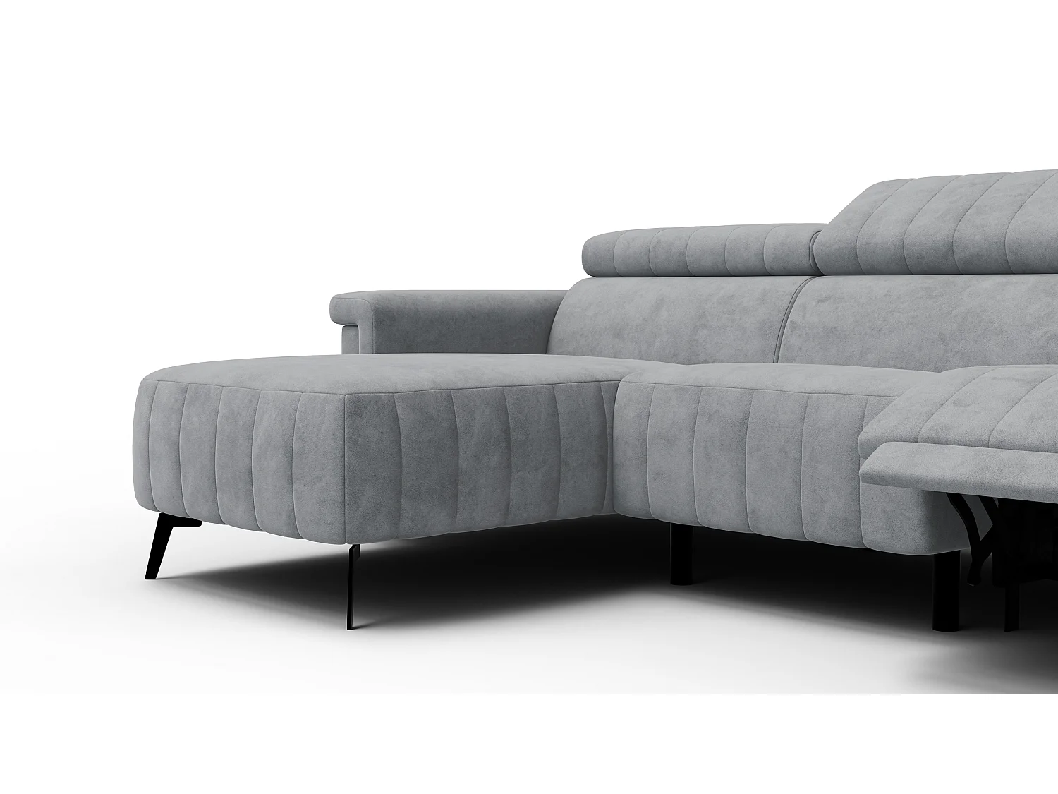 Canapé d'angle 4 places NORDEL, tissu gris