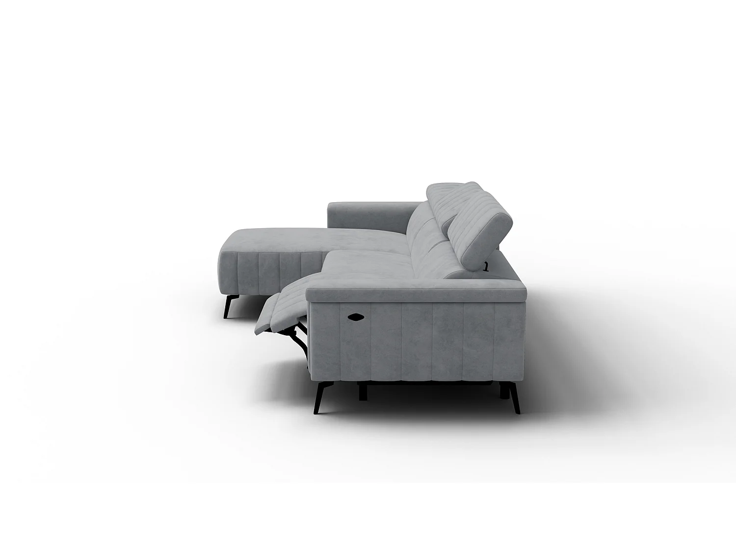 Canapé d'angle 4 places NORDEL, tissu gris