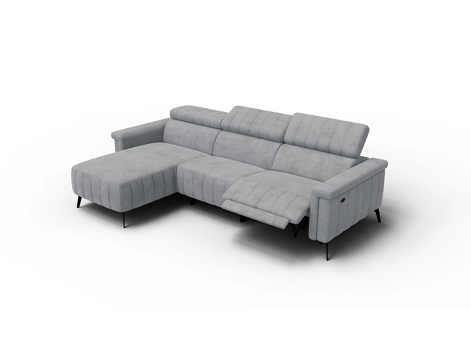 Canapé d'angle 4 places NORDEL, tissu gris