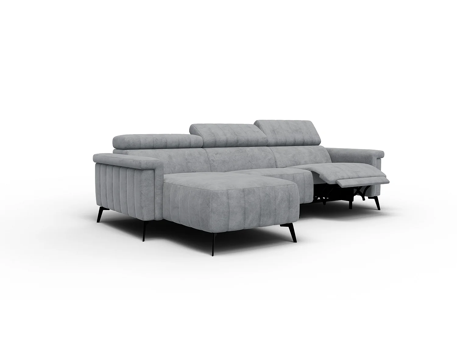 Canapé d'angle 4 places NORDEL, tissu gris