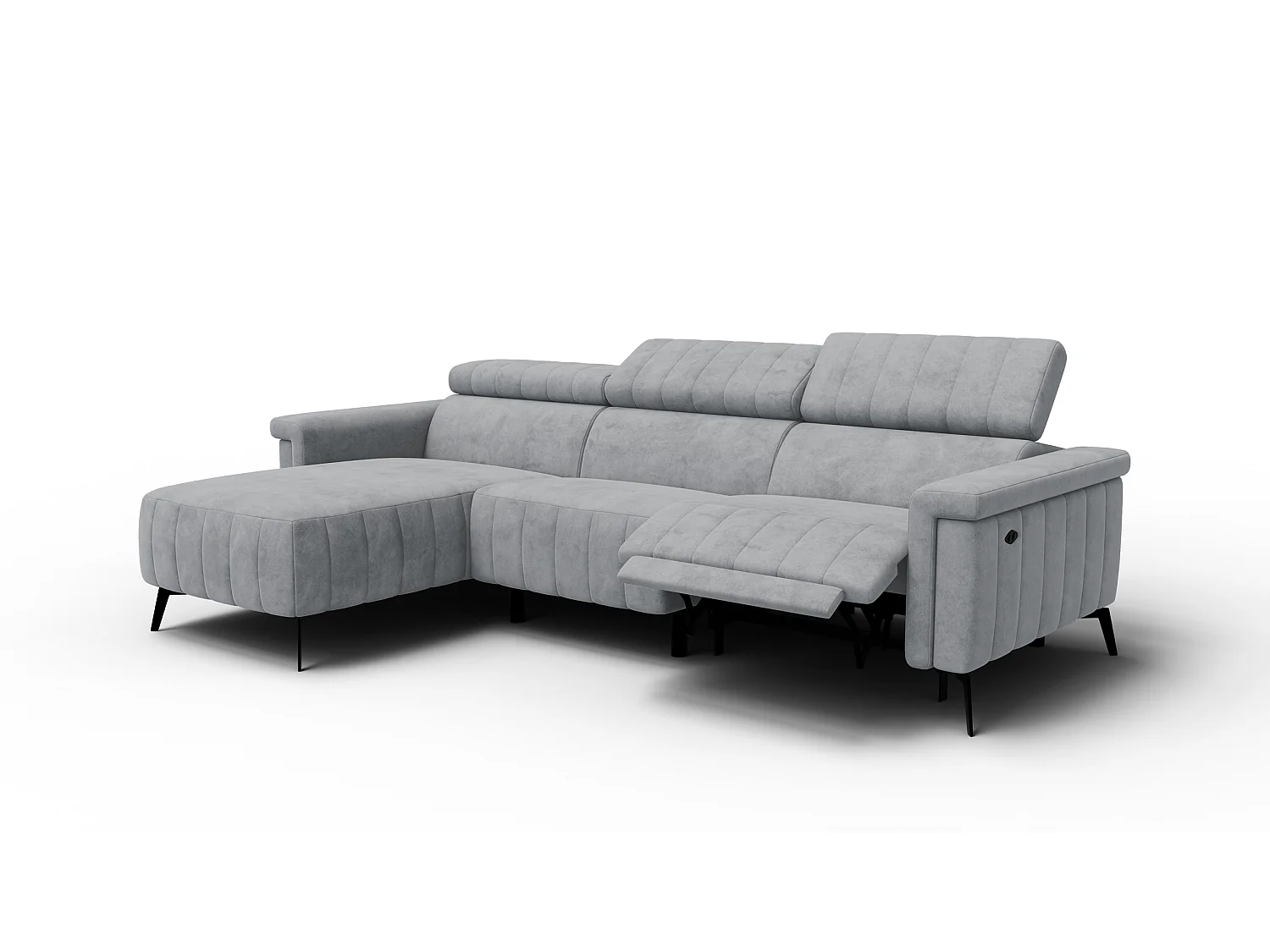 Canapé d'angle 4 places NORDEL, tissu gris