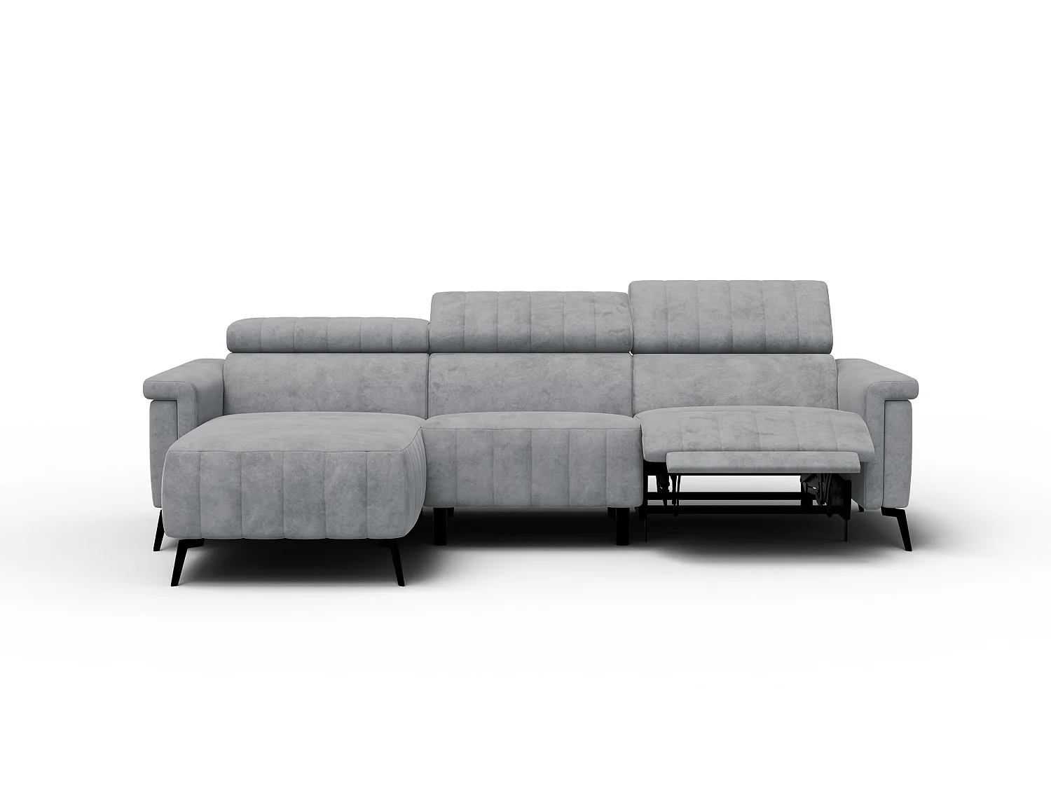 Canapé d'angle 4 places NORDEL, tissu gris