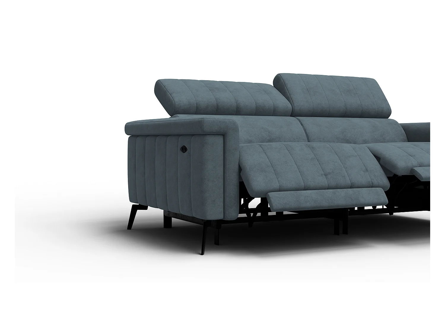 Canapé relax 3 places NORDEL, tissu bleu gris