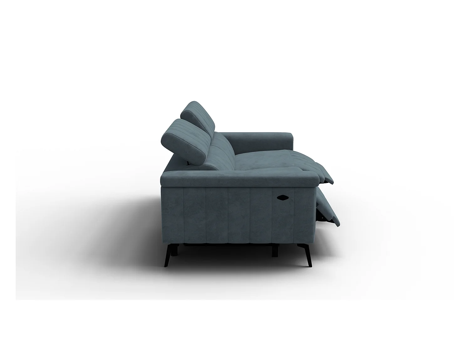 Canapé relax 3 places NORDEL, tissu bleu gris