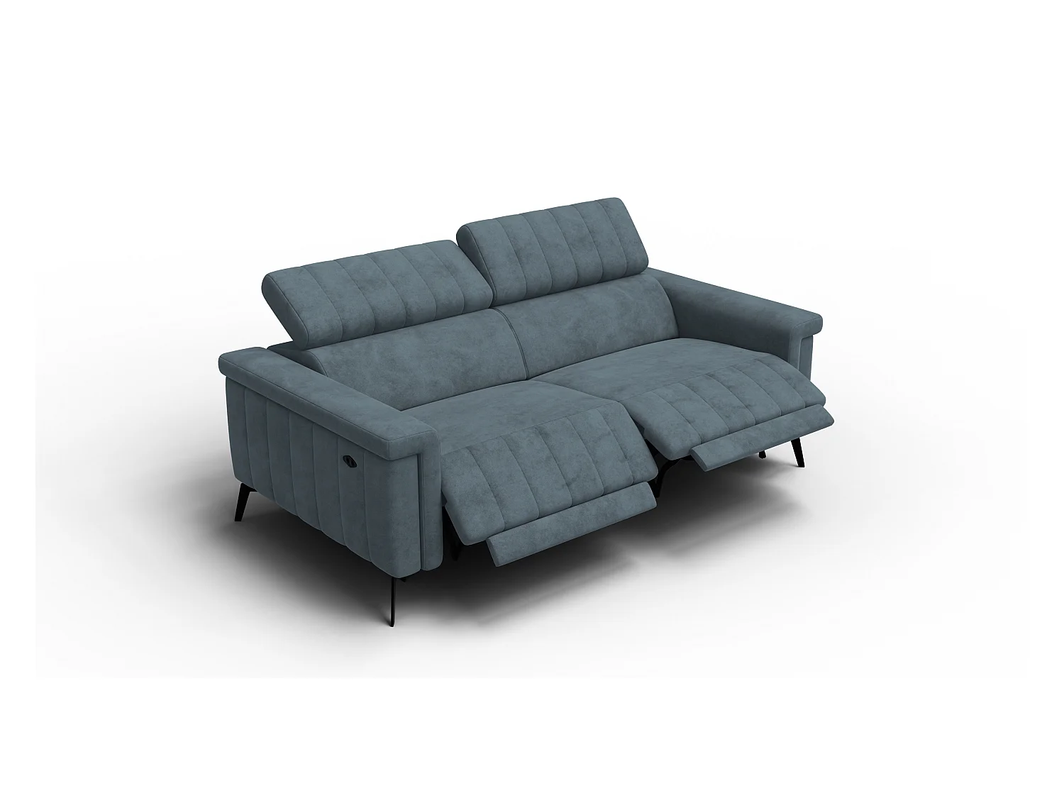 Canapé relax 3 places NORDEL, tissu bleu gris