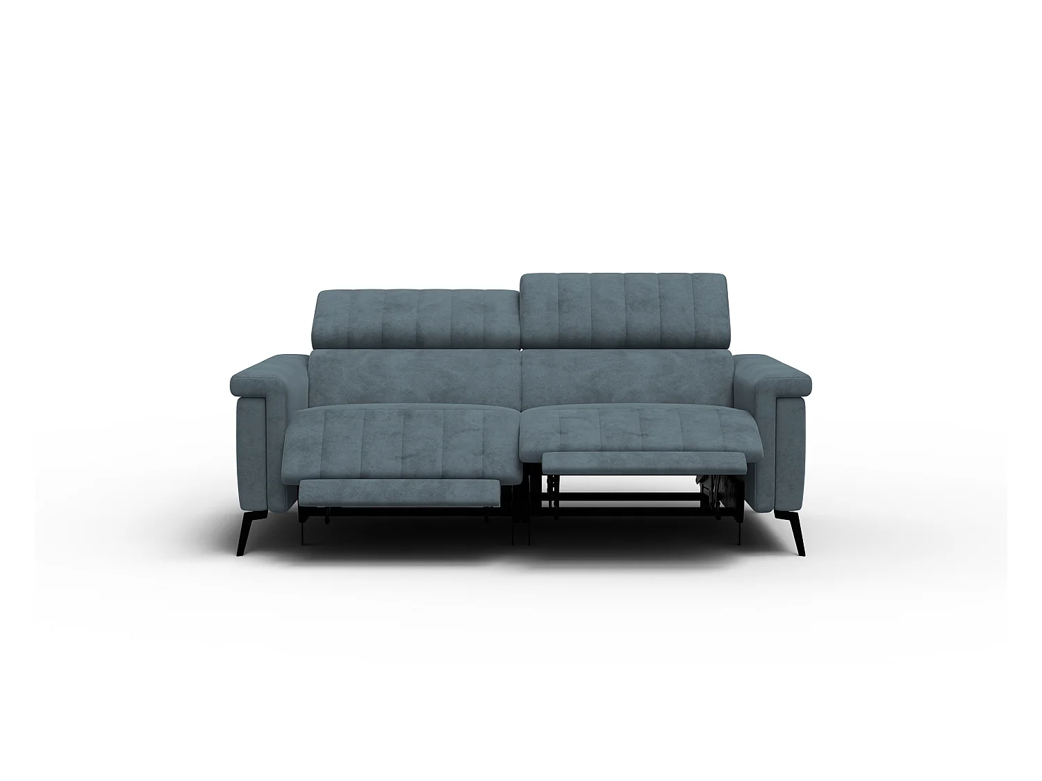 Canapé relax 3 places NORDEL, tissu bleu gris