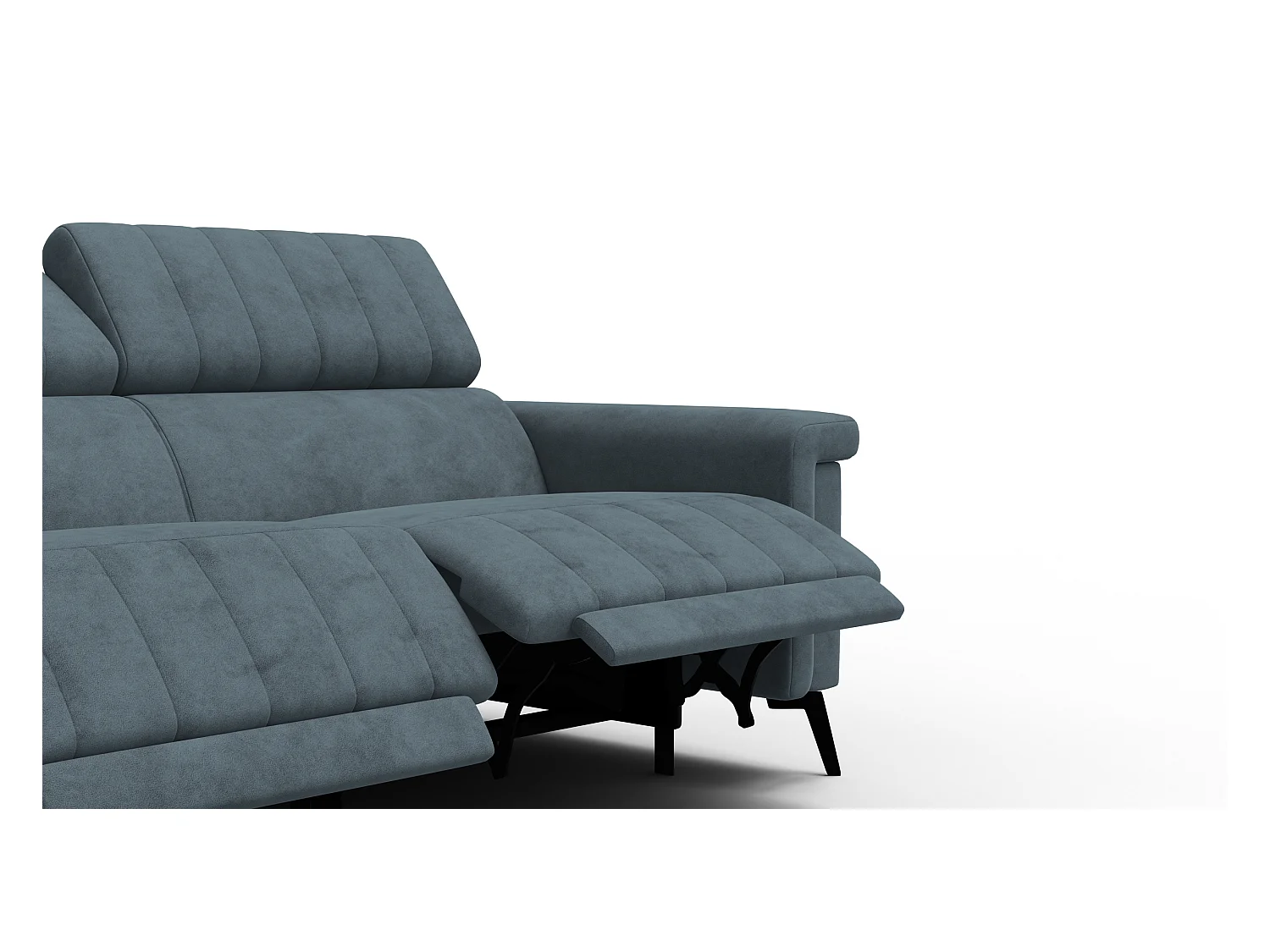 Canapé relax 3 places NORDEL, tissu bleu gris