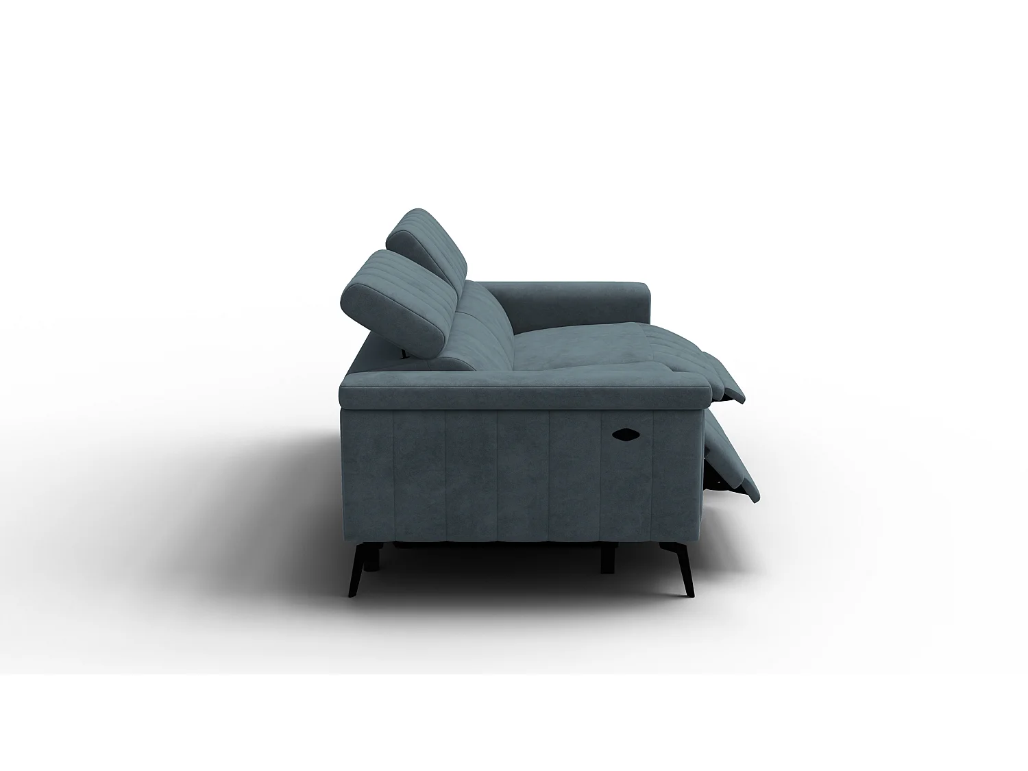 Canapé relax 3 places NORDEL, tissu bleu gris