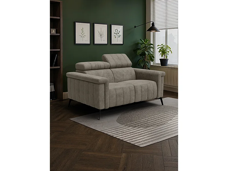 Canapé 2 places NORDEL, tissu beige foncé