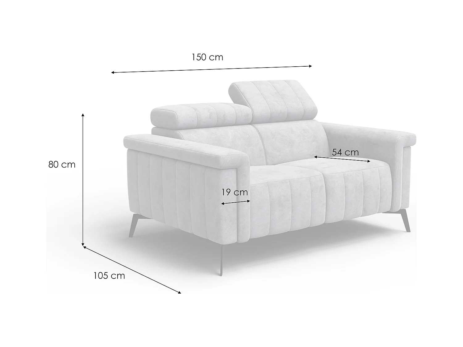 Canapé 2 places NORDEL, tissu beige foncé