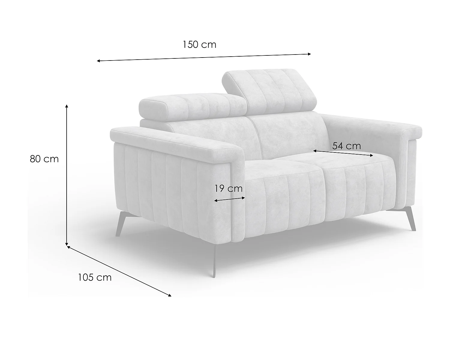 Canapé 2 places NORDEL, tissu beige foncé