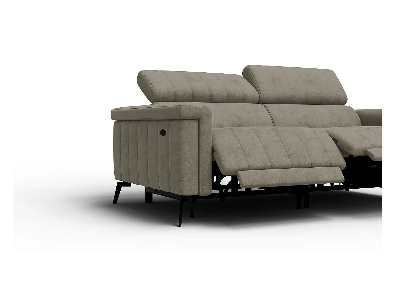 Canapé relax 3 places NORDEL, tissu beige foncé