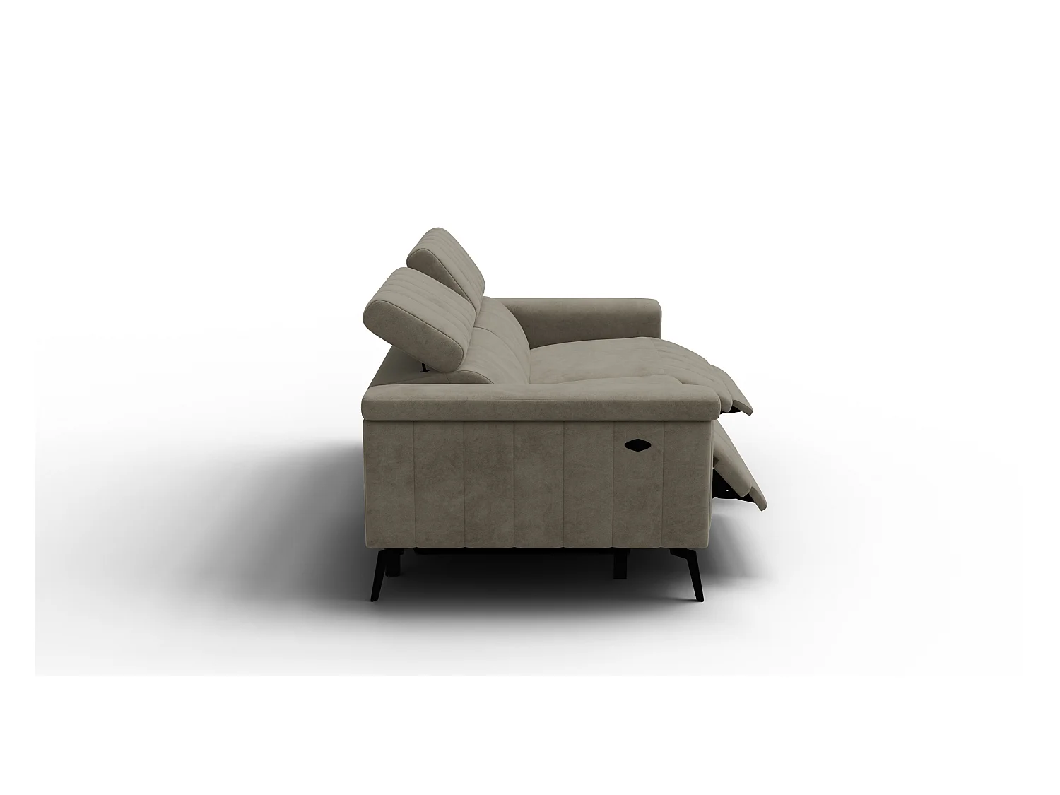 Canapé relax 3 places NORDEL, tissu beige foncé