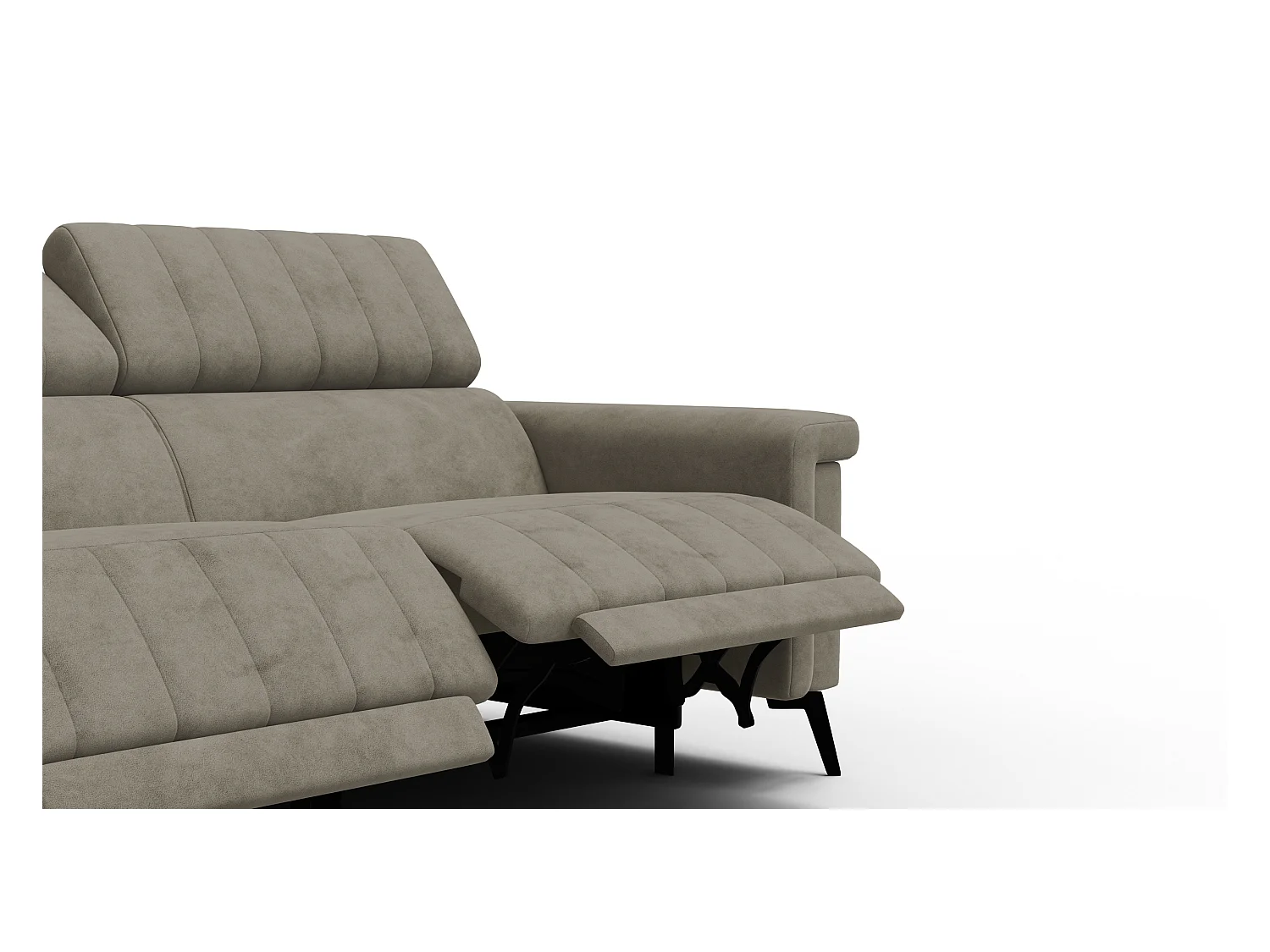 Canapé relax 3 places NORDEL, tissu beige foncé