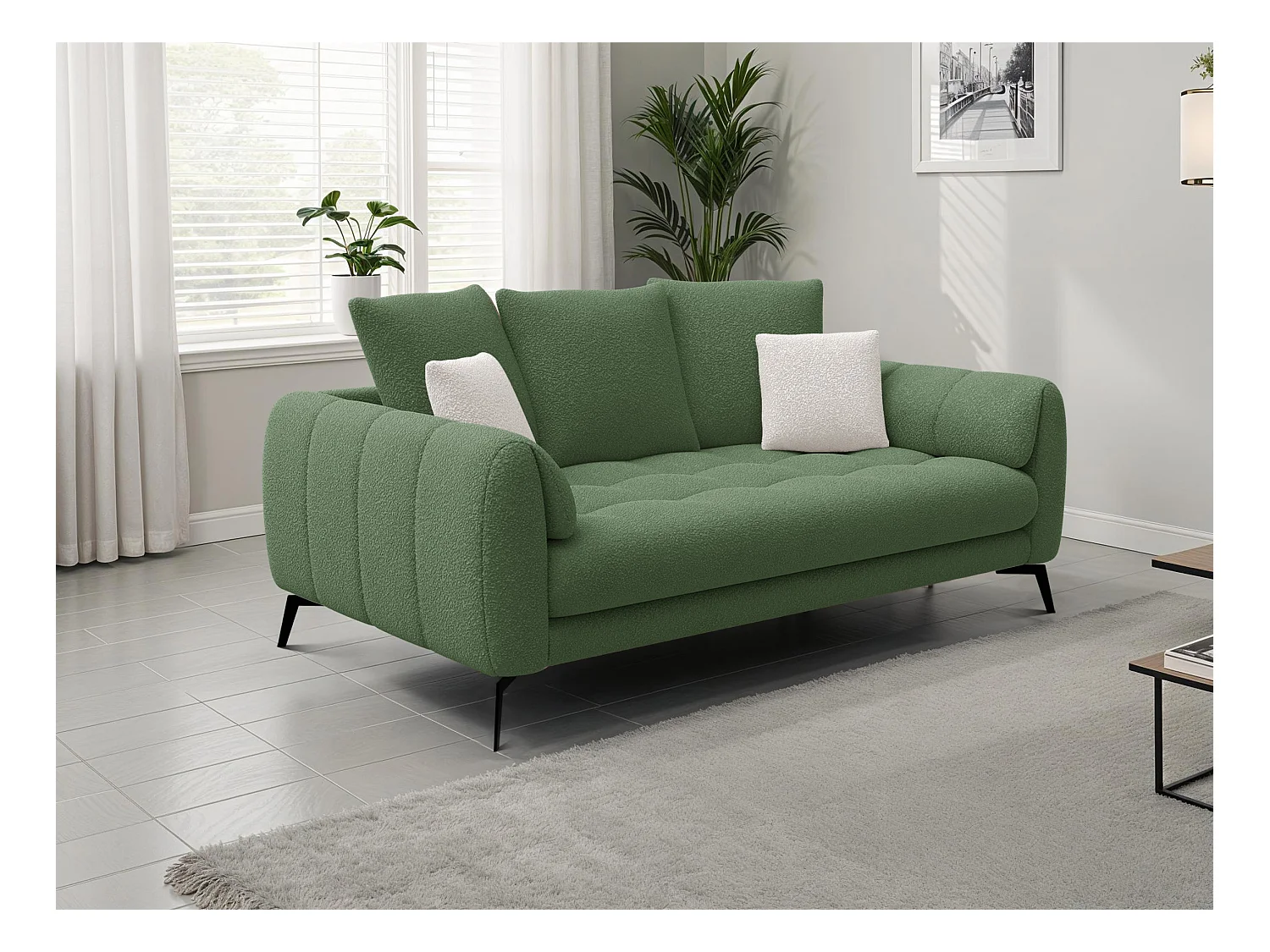 Canapé 2,5 places CALME, tissu olive