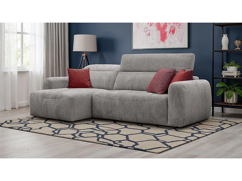 Canapé d'angle 4 places NERO, tissu gris