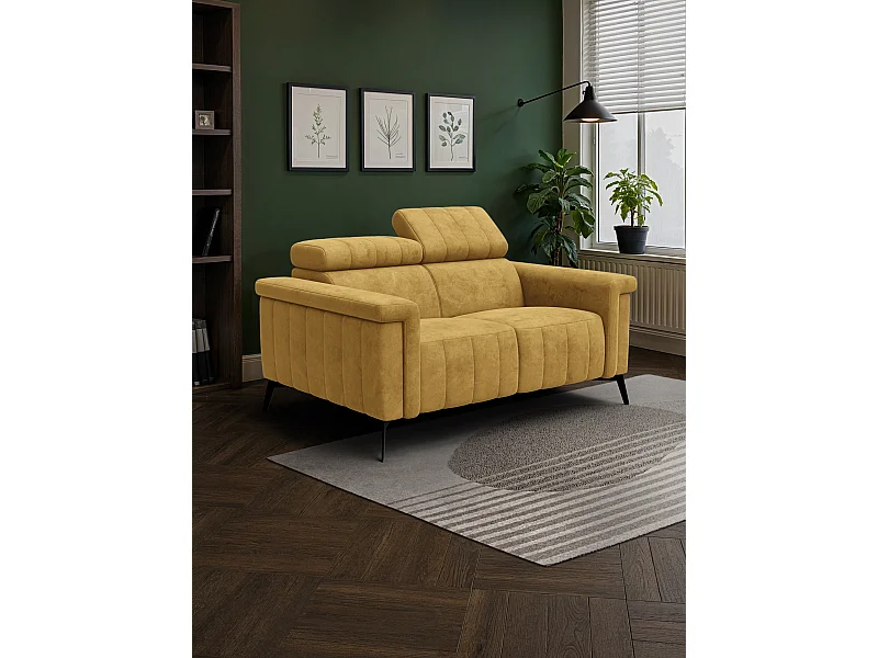 Canapé 2 places NORDEL, tissu moutarde