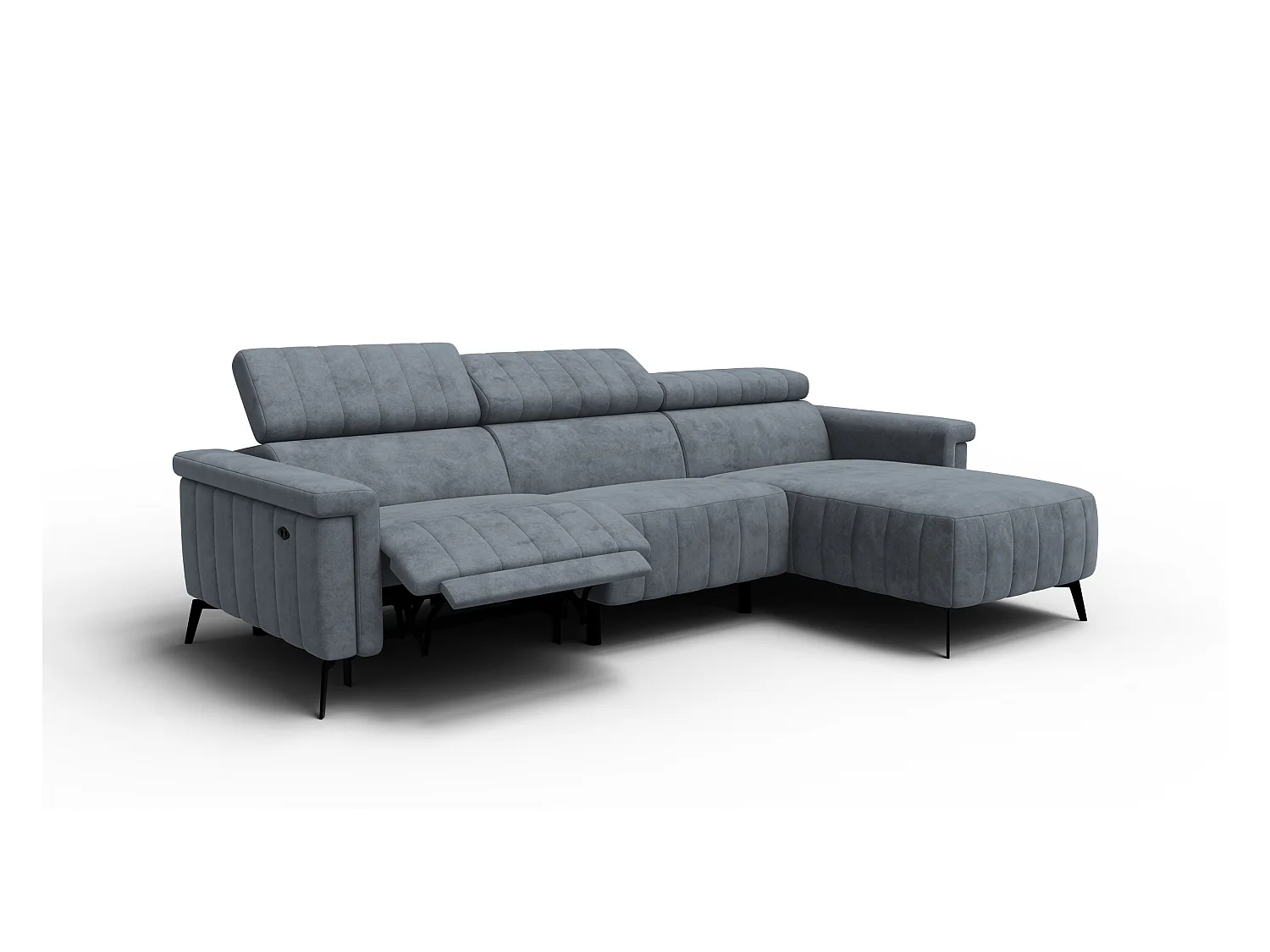 Canapé d'angle 4 places NORDEL, tissu gris foncé