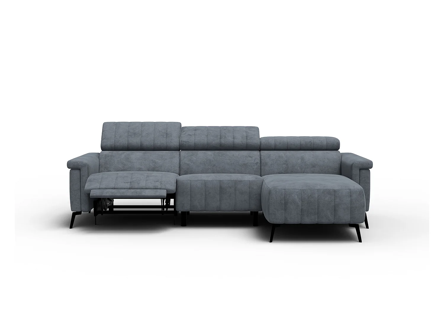 Canapé d'angle 4 places NORDEL, tissu gris foncé