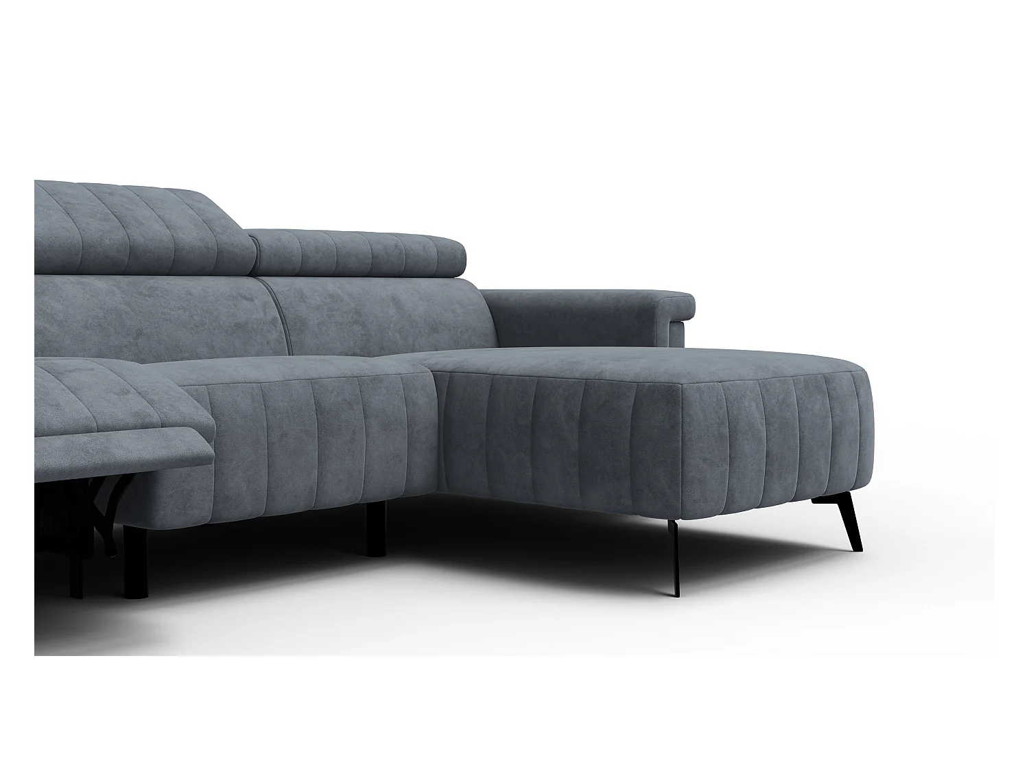 Canapé d'angle 4 places NORDEL, tissu gris foncé