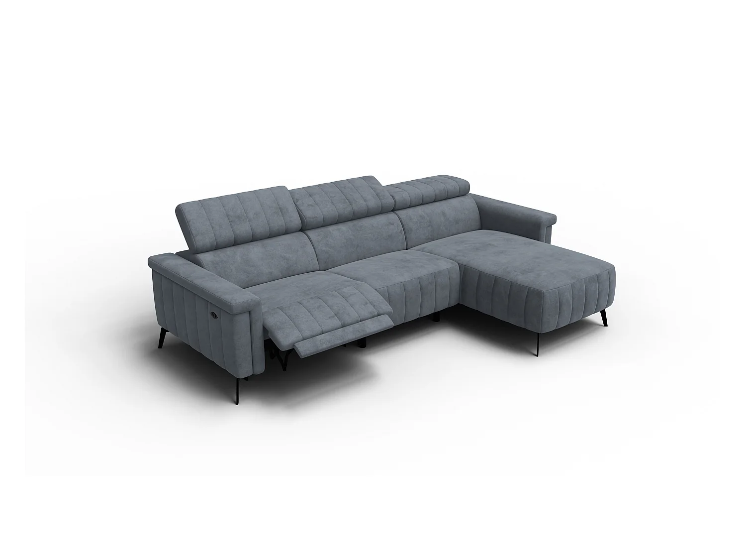 Canapé d'angle 4 places NORDEL, tissu gris foncé