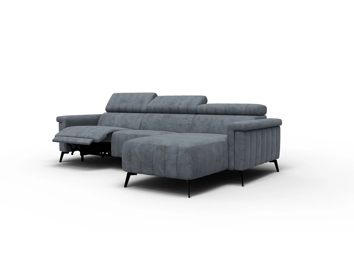 Canapé d'angle 4 places NORDEL, tissu gris foncé