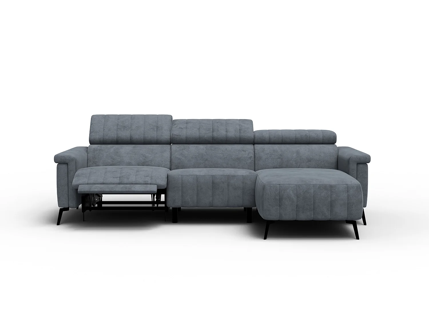 Canapé d'angle 4 places NORDEL, tissu gris foncé