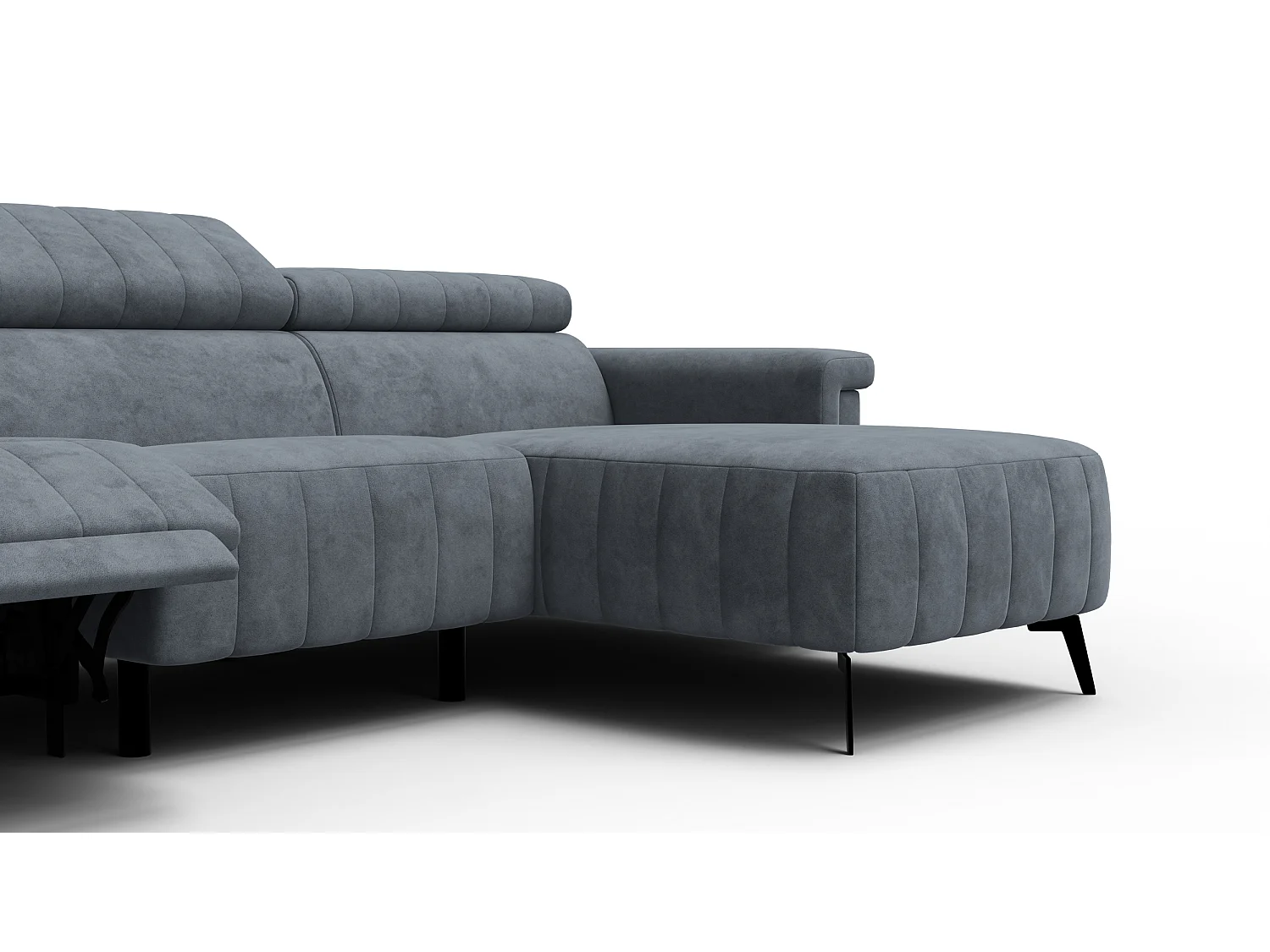 Canapé d'angle 4 places NORDEL, tissu gris foncé