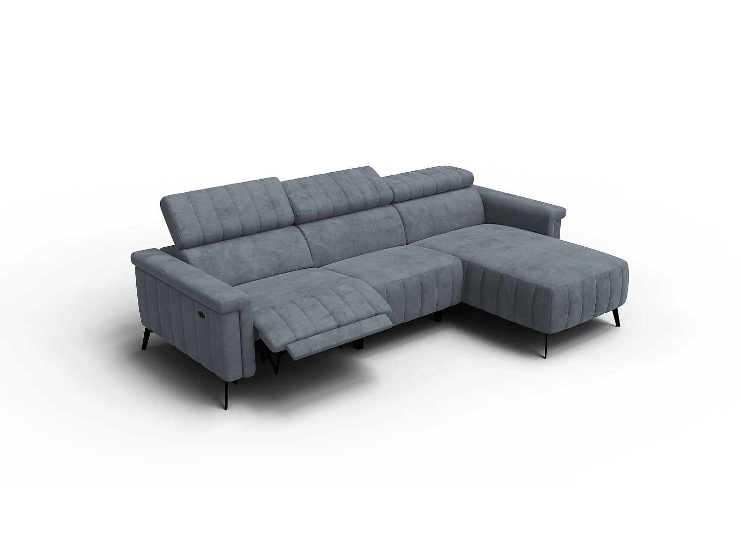 Canapé d'angle 4 places NORDEL, tissu gris foncé