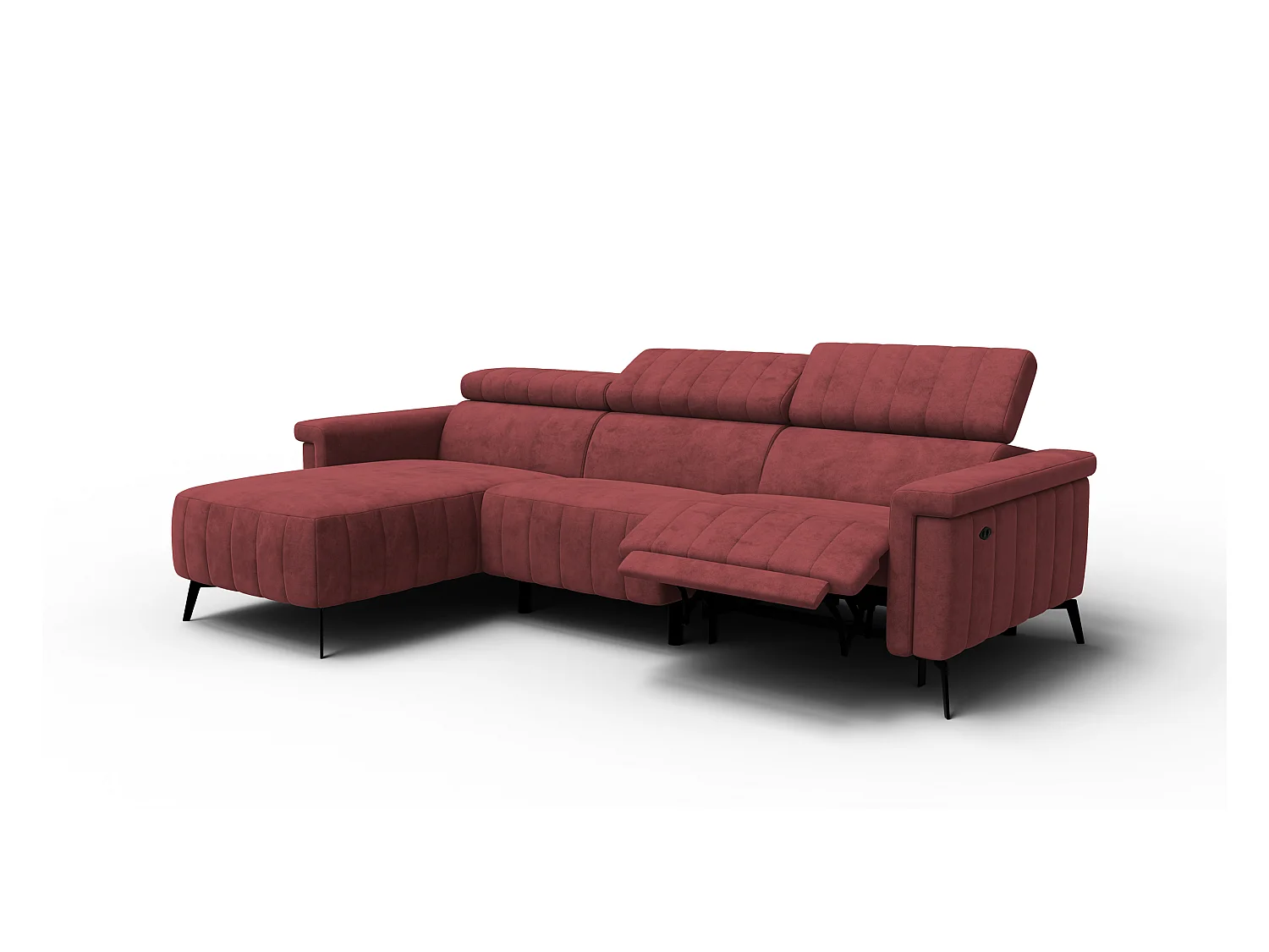 Canapé d'angle 4 places NORDEL, tissu bordeaux