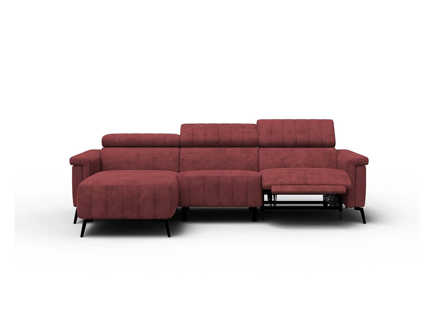 Canapé d'angle 4 places NORDEL, tissu bordeaux