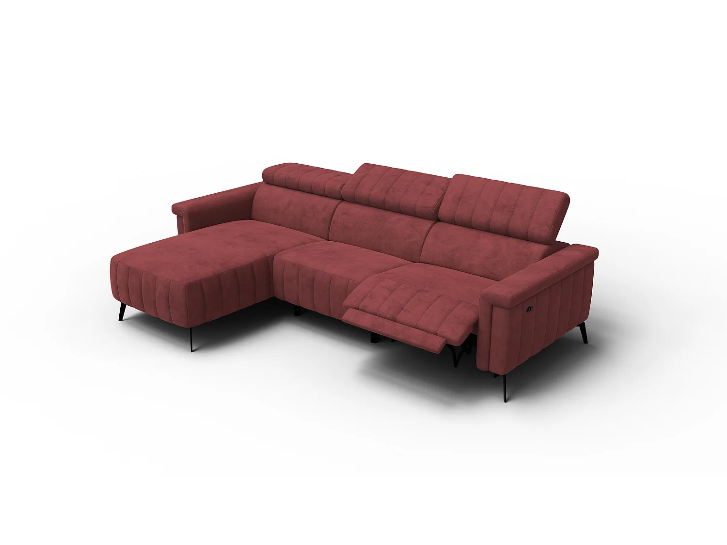 Canapé d'angle 4 places NORDEL, tissu bordeaux