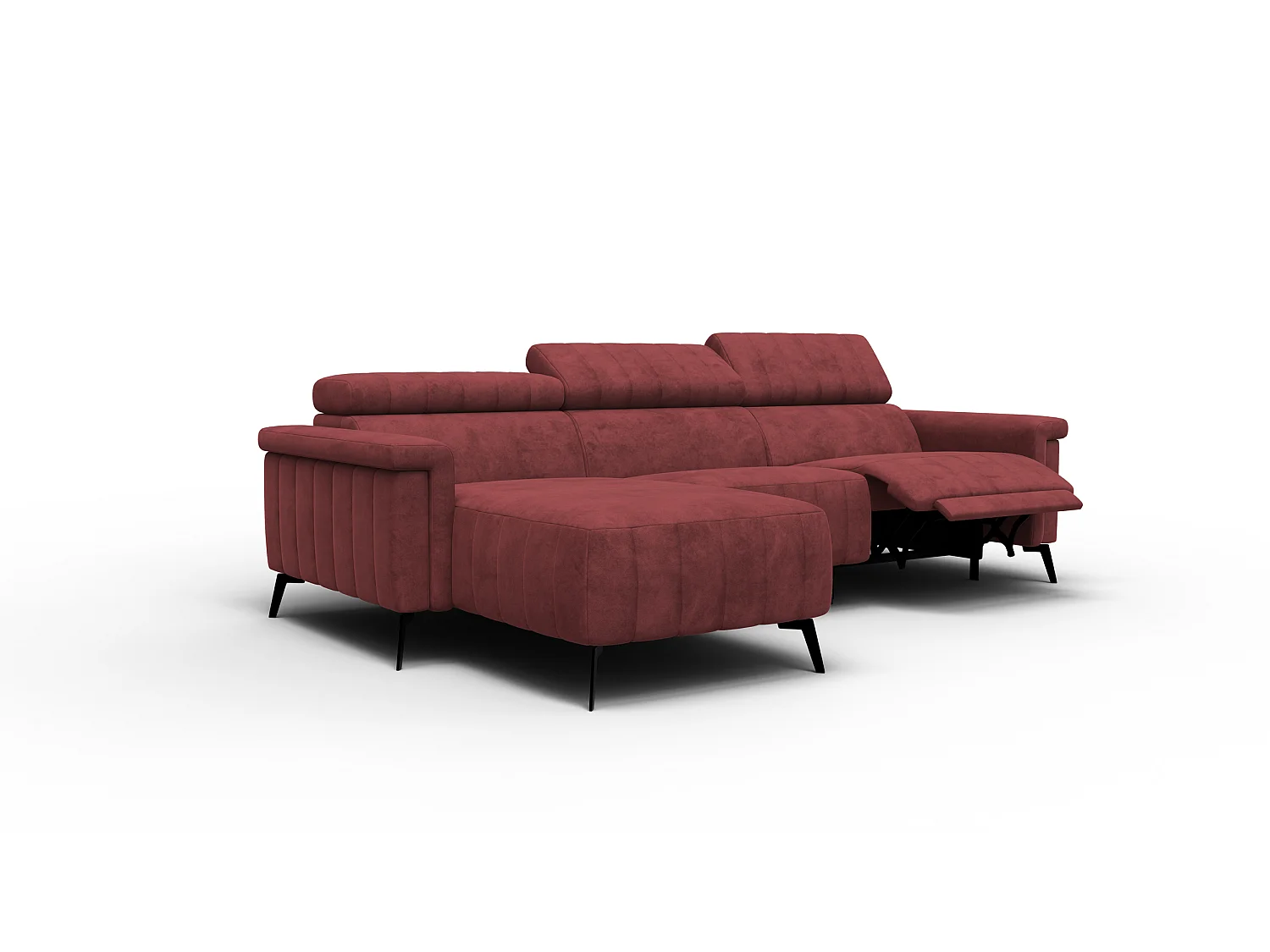 Canapé d'angle 4 places NORDEL, tissu bordeaux