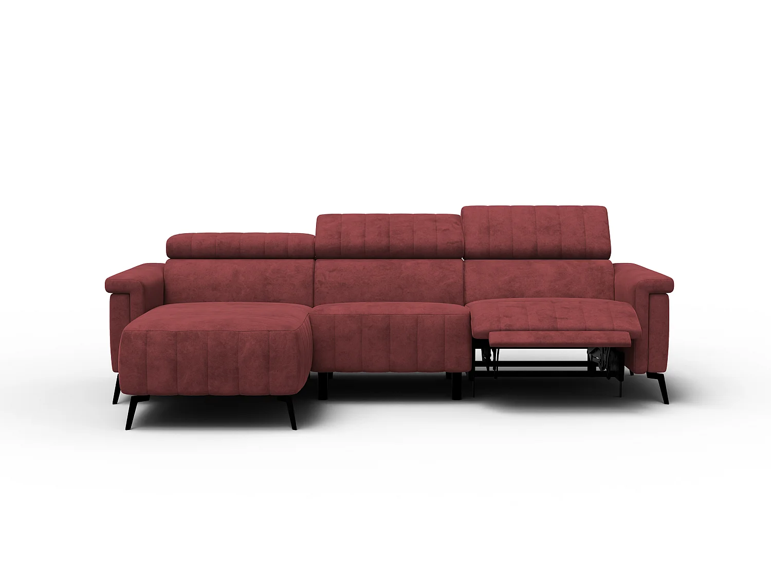 Canapé d'angle 4 places NORDEL, tissu bordeaux