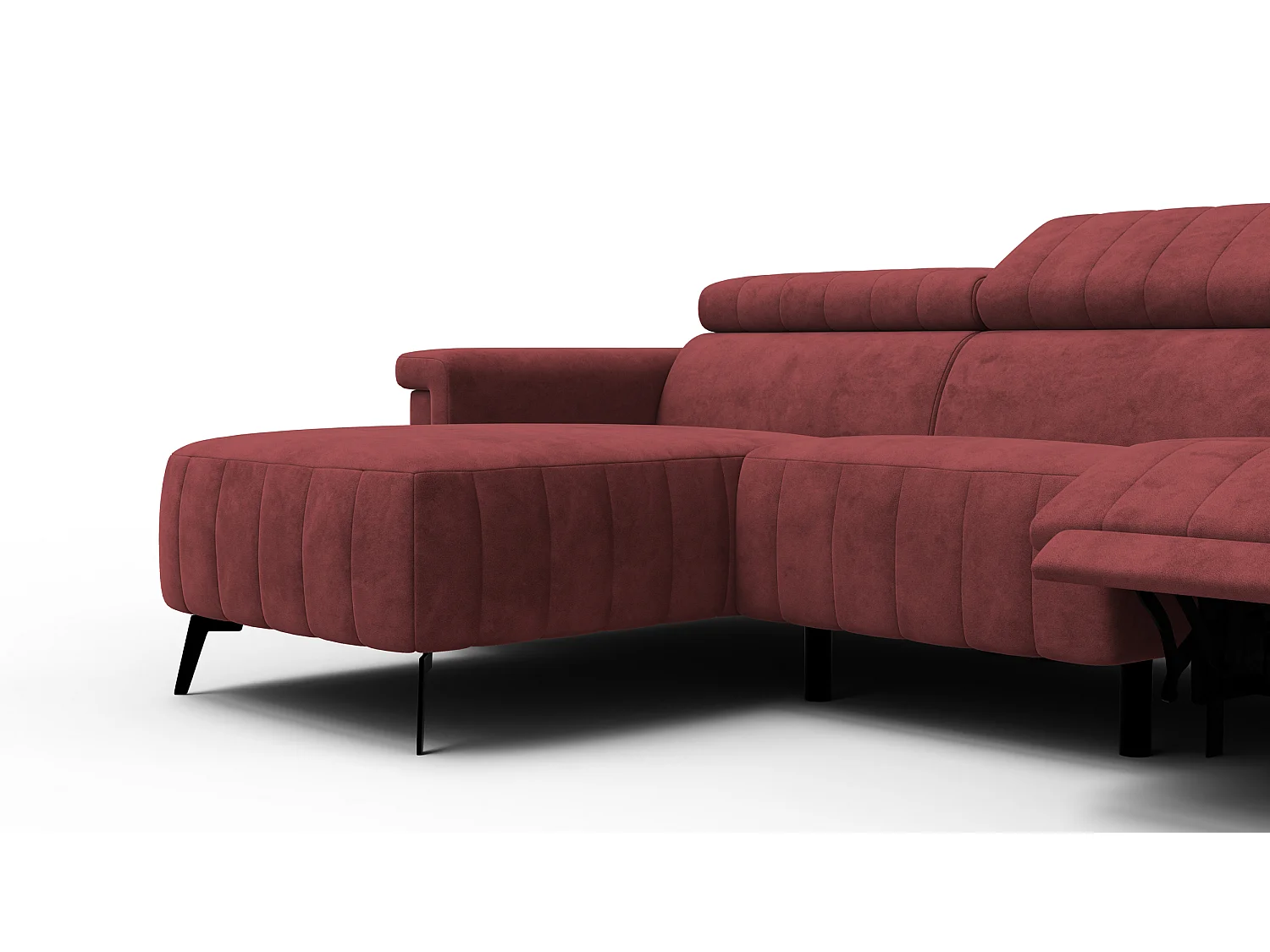 Canapé d'angle 4 places NORDEL, tissu bordeaux