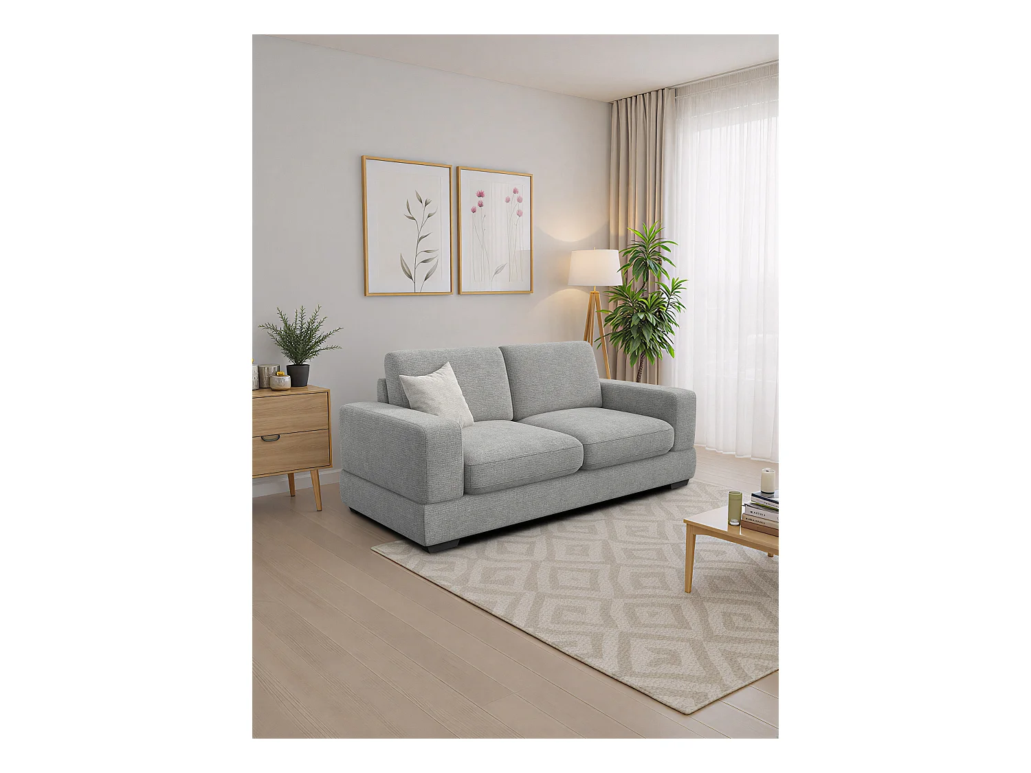 Canapé 3 places OTTO, tissu gris