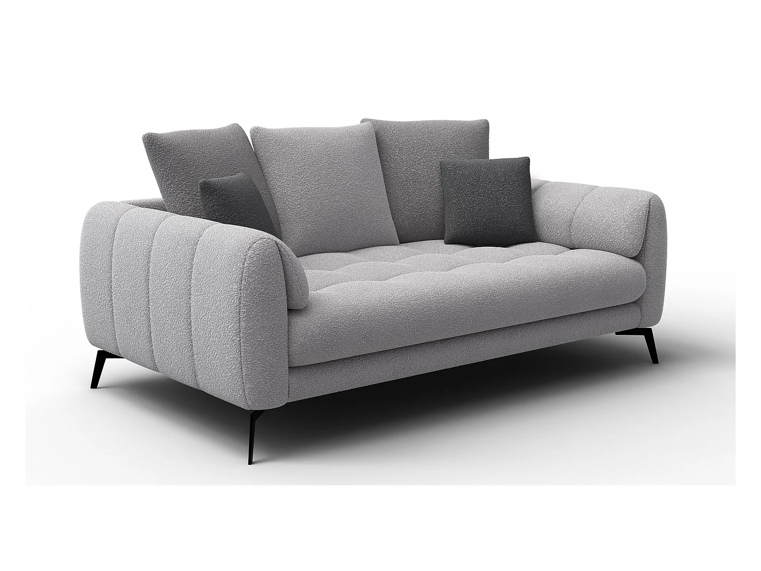 Canapé 2,5 places CALME, tissu gris clair et gris foncé