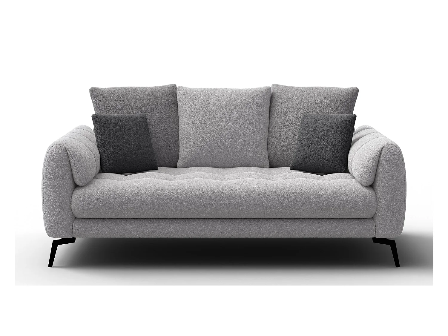 Canapé 2,5 places CALME, tissu gris clair et gris foncé