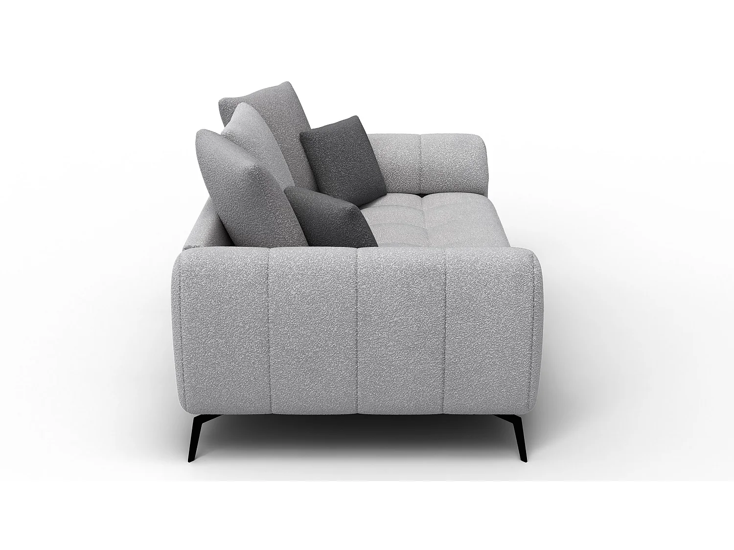 Canapé 2,5 places CALME, tissu gris clair et gris foncé