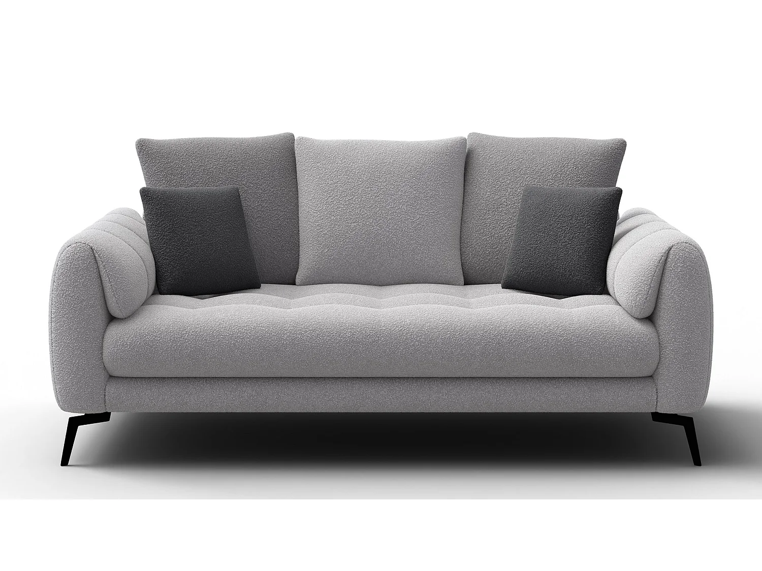 Canapé 2,5 places CALME, tissu gris clair et gris foncé