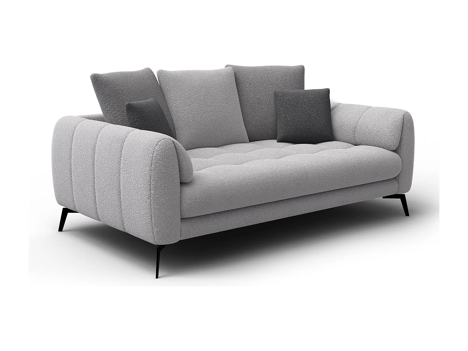 Canapé 2,5 places CALME, tissu gris clair et gris foncé