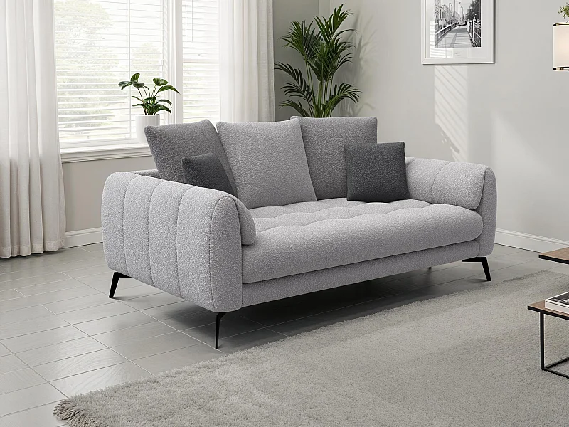 Canapé 2,5 places CALME, tissu gris clair et gris foncé