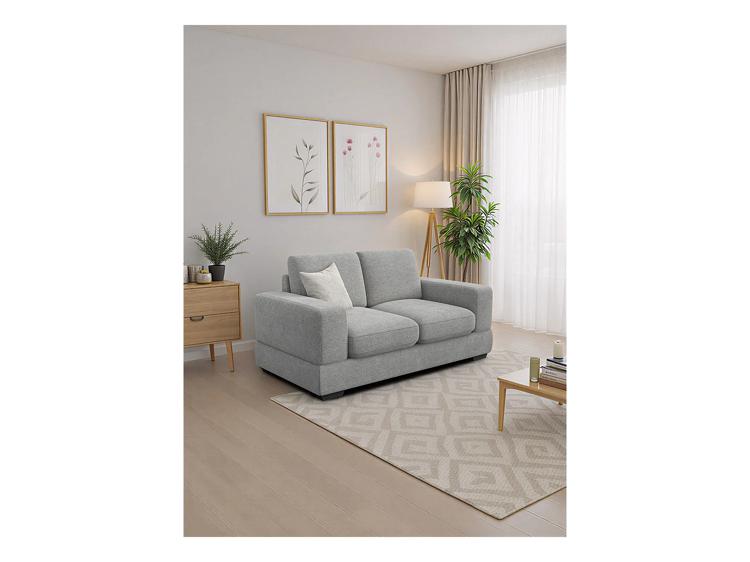 Canapé 2 places OTTO, tissu gris