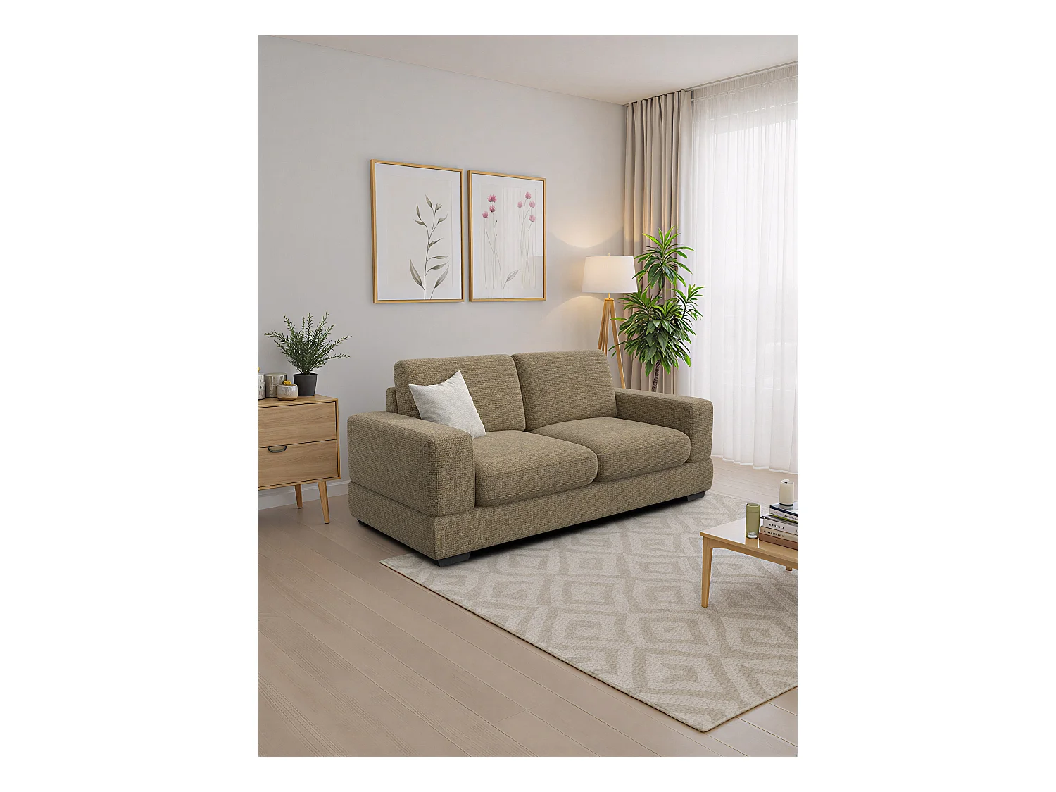 Canapé 3 places OTTO, tissu taupe