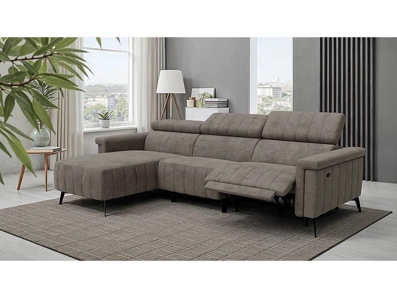 Canapé d'angle 4 places NORDEL, tissu taupe