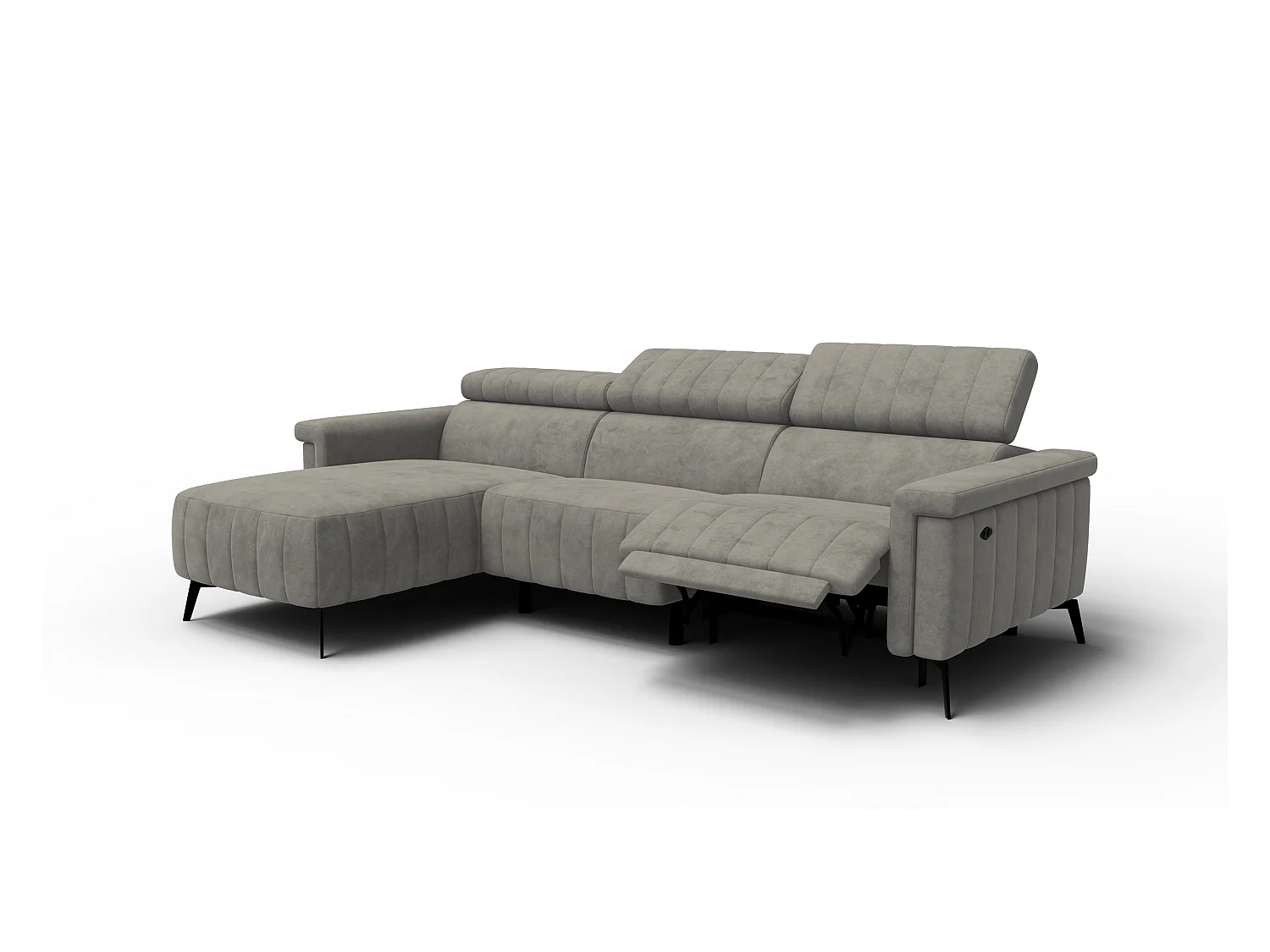 Canapé d'angle 4 places NORDEL, tissu taupe